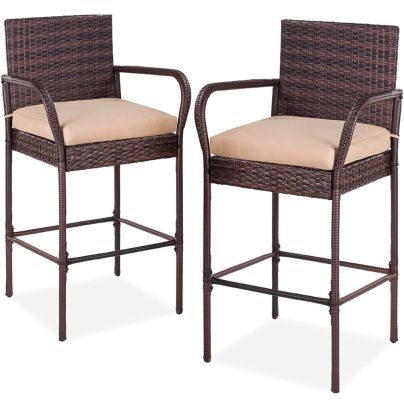 The Best Outdoor Bar Stools Option: Best Choice Products Wicker Bar Stools w/ Cushion