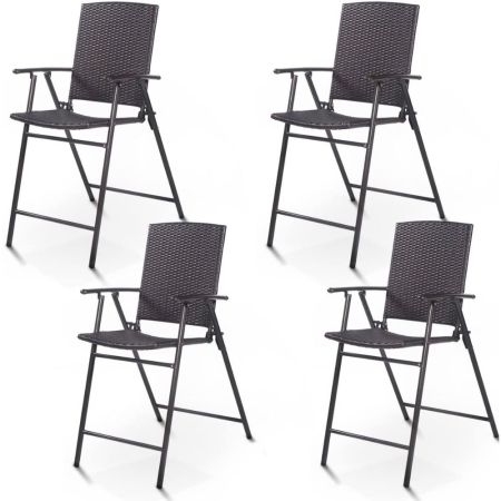 Giantex Folding Wicker Rattan Bar Chairs