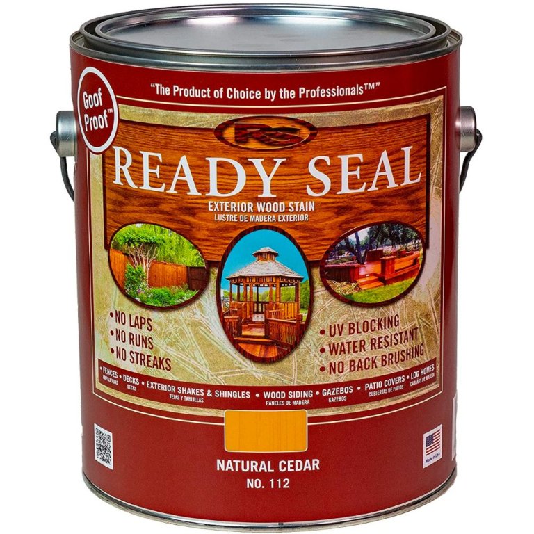  A can of Ready Seal Wood Stain and Sealer on a white background.