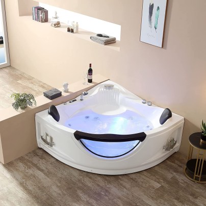 The Best Whirlpool Tubs Option: Empava 59JT319 Whirlpool LED Corner Bathtub