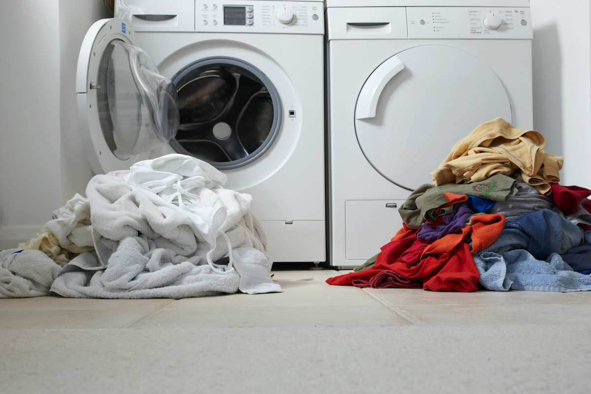 sorting laundry