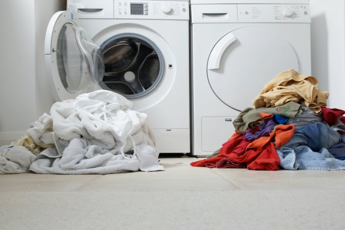 sorting laundry