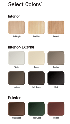 A screenshot of the available window frame color options from the Renewal by Andersen website.