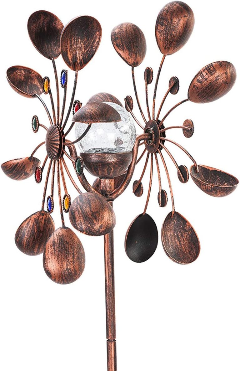 The SteadyDoggie Jewel Cup Solar LED Wind Spinner on a white background