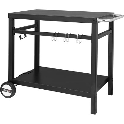 The Best Outdoor Bar Carts Option: Royal Gourmet Double-Shelf Movable Dining Cart Table