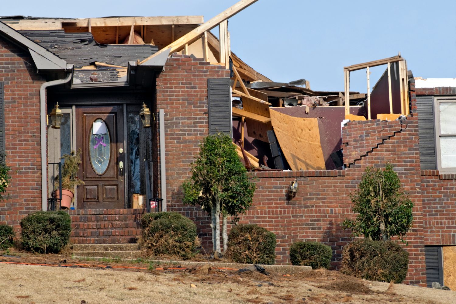 A home destroyed by a tornado.