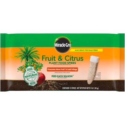 The Best Fertilizer for Apple Trees Option: Miracle-Gro Fruit & Citrus Plant Food Spikes