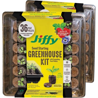Best Seed Starting Trays Option: Jiffy 36 Peat Pellet Seed-Starting Greenhouse Kit
