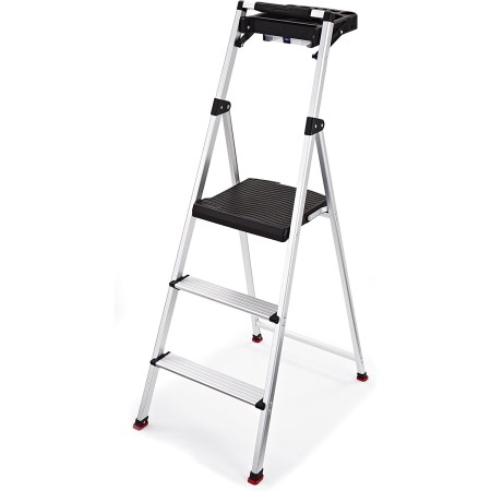 Rubbermaid 3-Step Aluminum Stool With Project Tray 