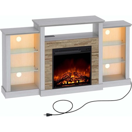 Rolanstar Fireplace TV Stand With LED Lights