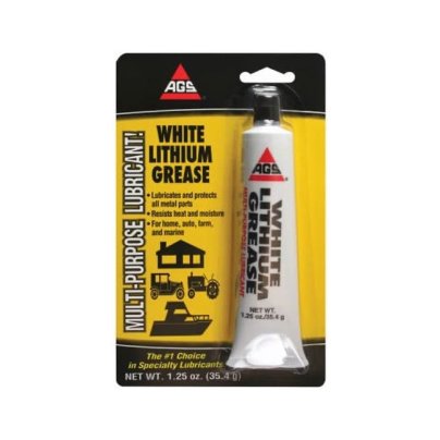 Packet of AGS White Lithium Grease on a white background
