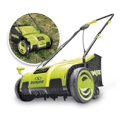 Sun Joe 12.6 Electric Lawn Dethatcher and Scarifier on white background
