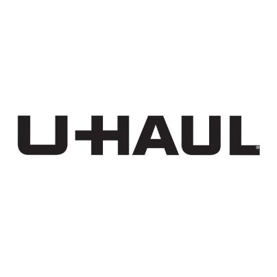 'U-HAUL' is written in black block letters and set against a white background.