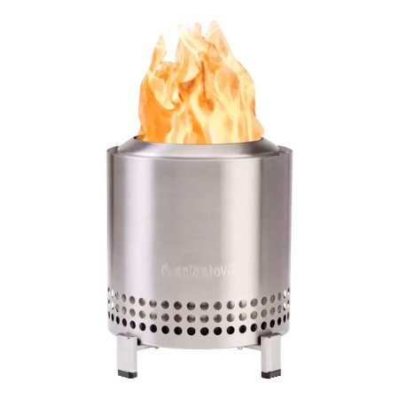  The Solo Stove Mesa Tabletop Fire Pit on a white background while burning a reasonably large fire.