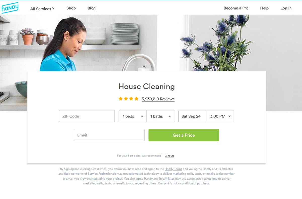 Handy Review House cleaning request