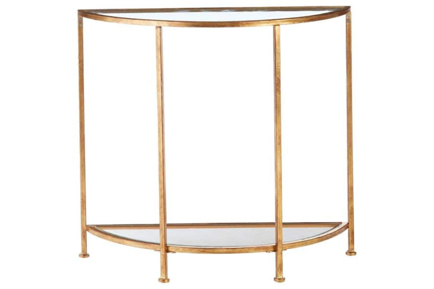 The Best Furniture You Can Find at Home Depot Right Now: Home Decorators Collection Bella 32 in. Gold Leaf Clear Standard Half Moon Glass Console Table