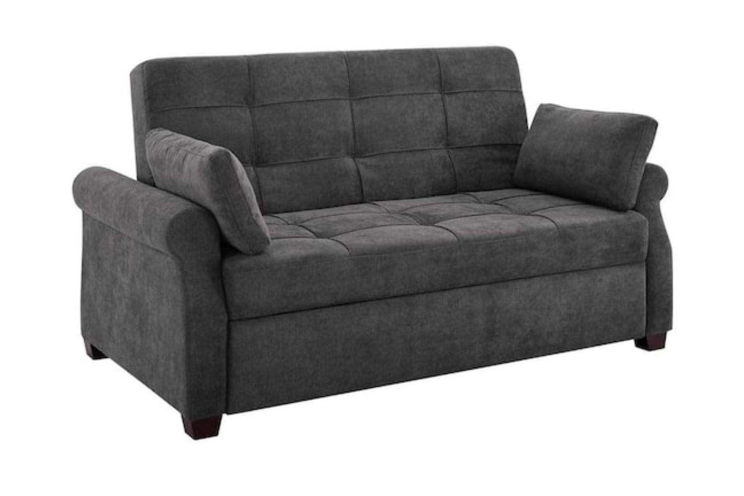 The Best Furniture You Can Find at Home Depot Right Now: Serta Harrington 37.6 in. Grey Polyester 2-Seater Convertible Tuxedo Sofa 