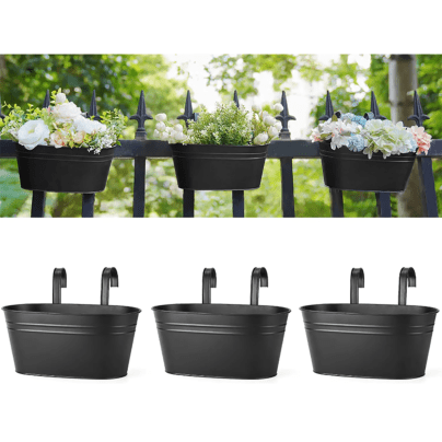 The Best Railing Planters Option: Dahey Metal Iron Hanging Flower Pots