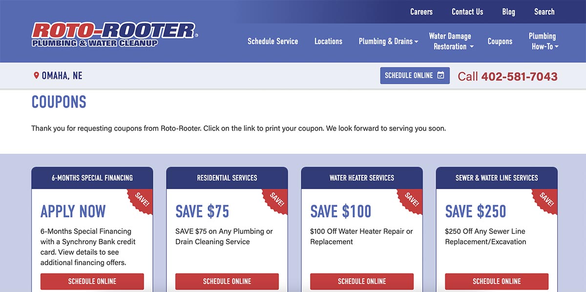 Roto Rooter review coupons