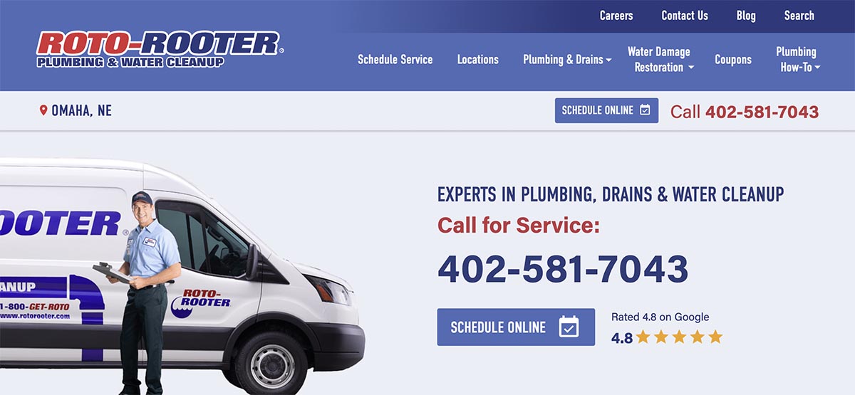Roto Rooter review online scheduling