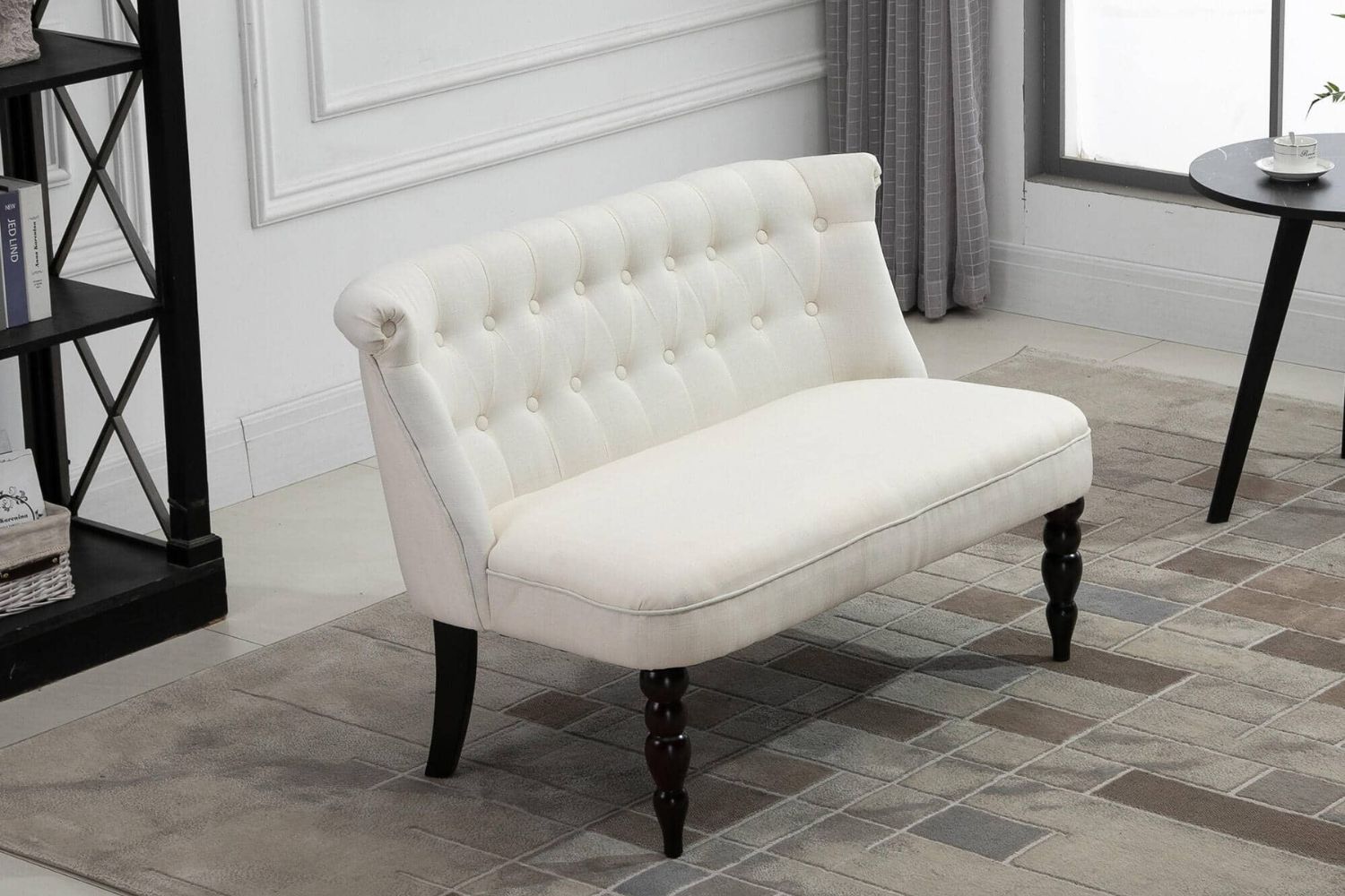 Sofas Under $500 Options: HomCom Cream White Polyester Tufted Sofa