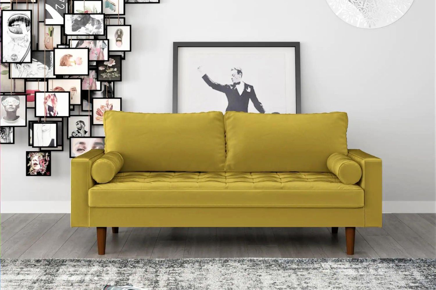 Sofas Under $500 Options: US Pride Furniture Womble Goldenrod Velvet Sofa