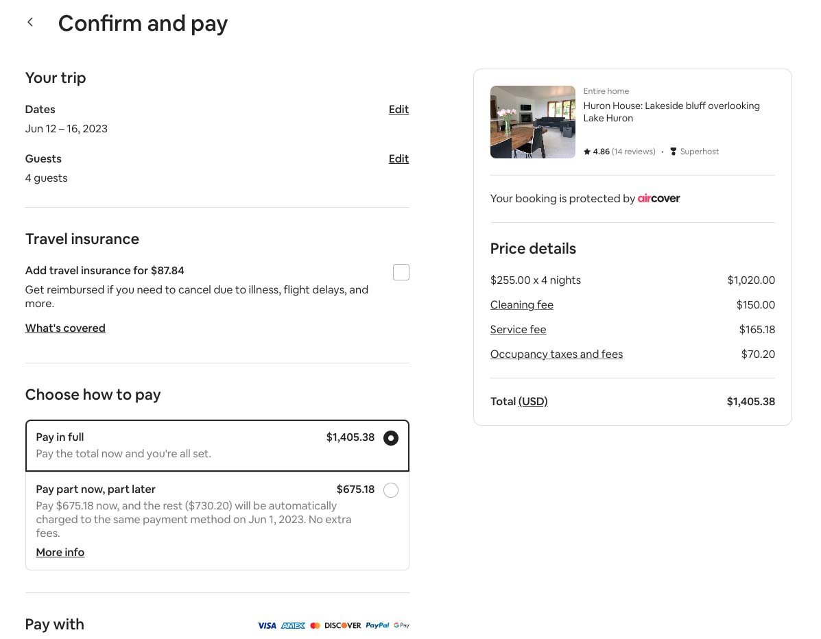 Airbnb Review Booking and Payment