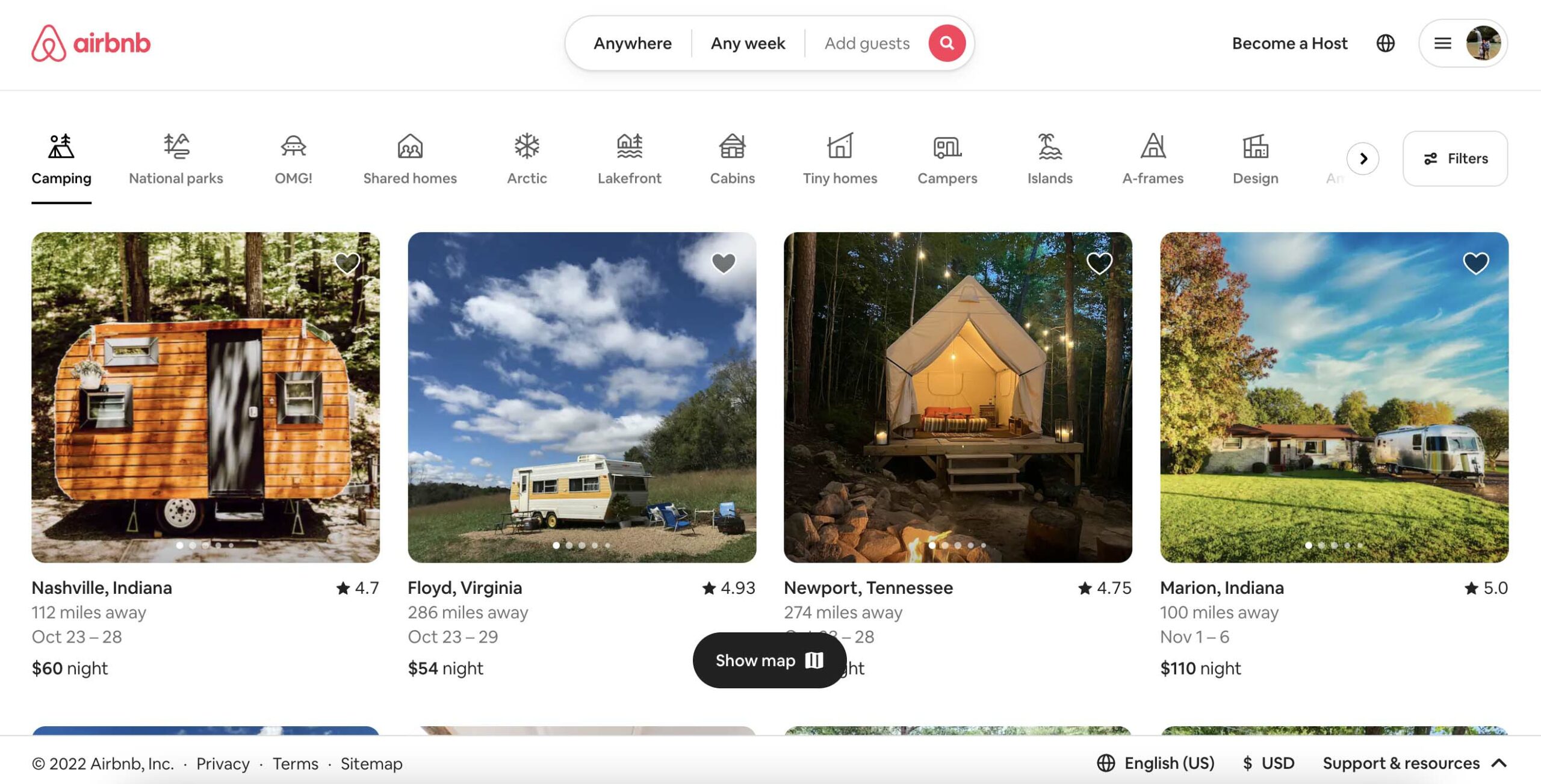 Airbnb Review Homepage
