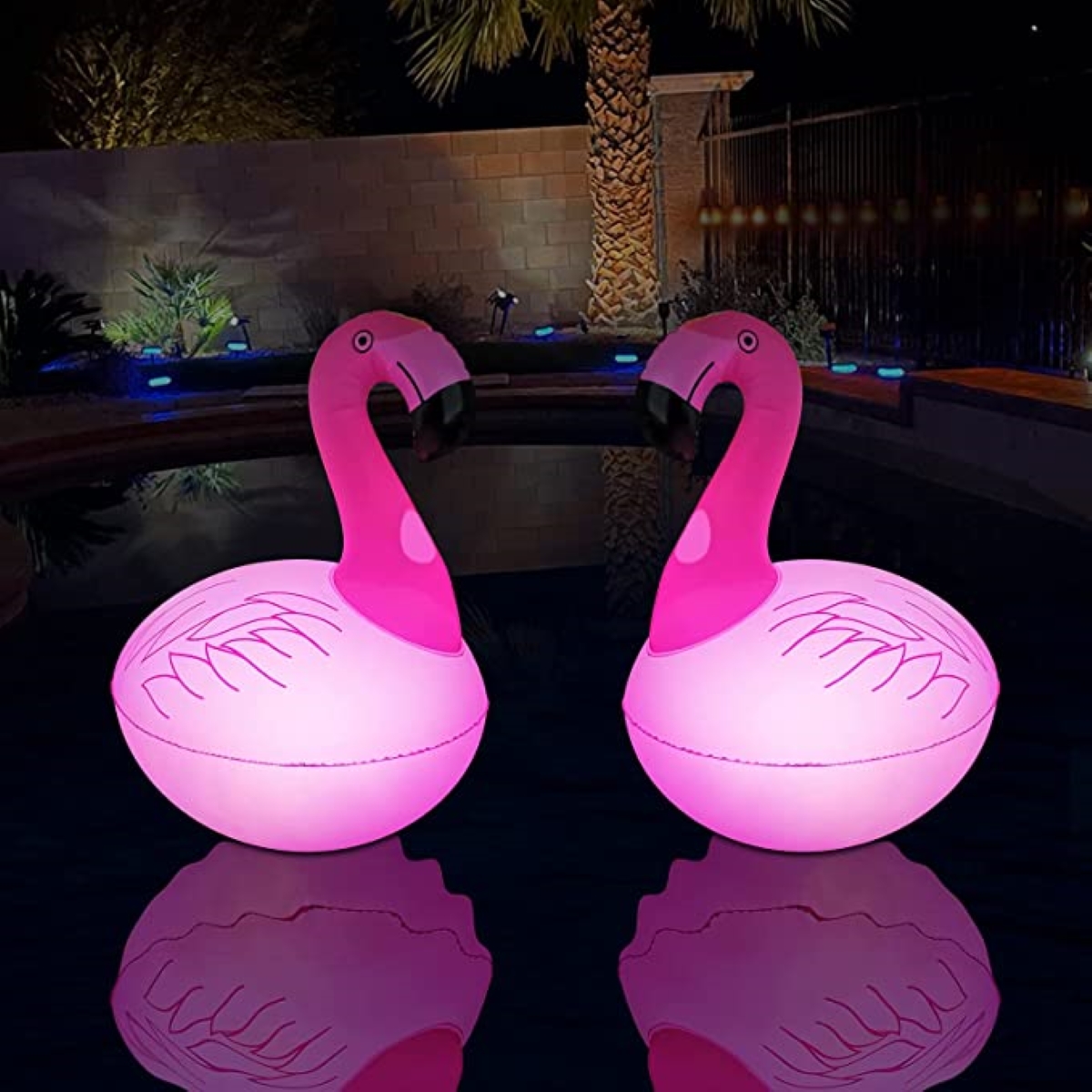 pool lighting ideas - flamingo lights