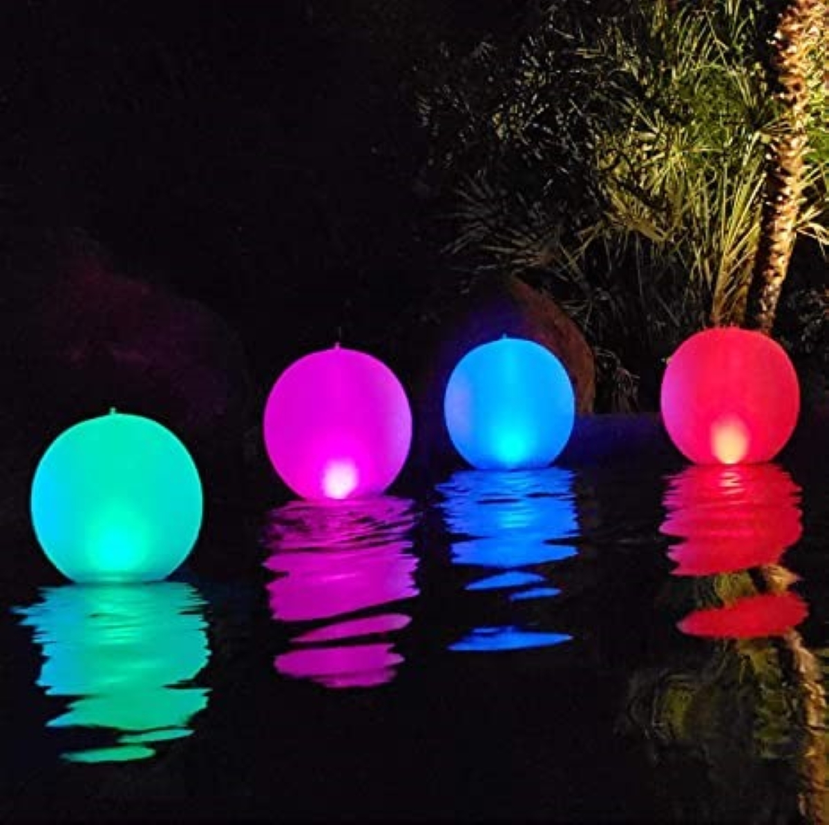 pool lighting ideas - multi-color globe lights