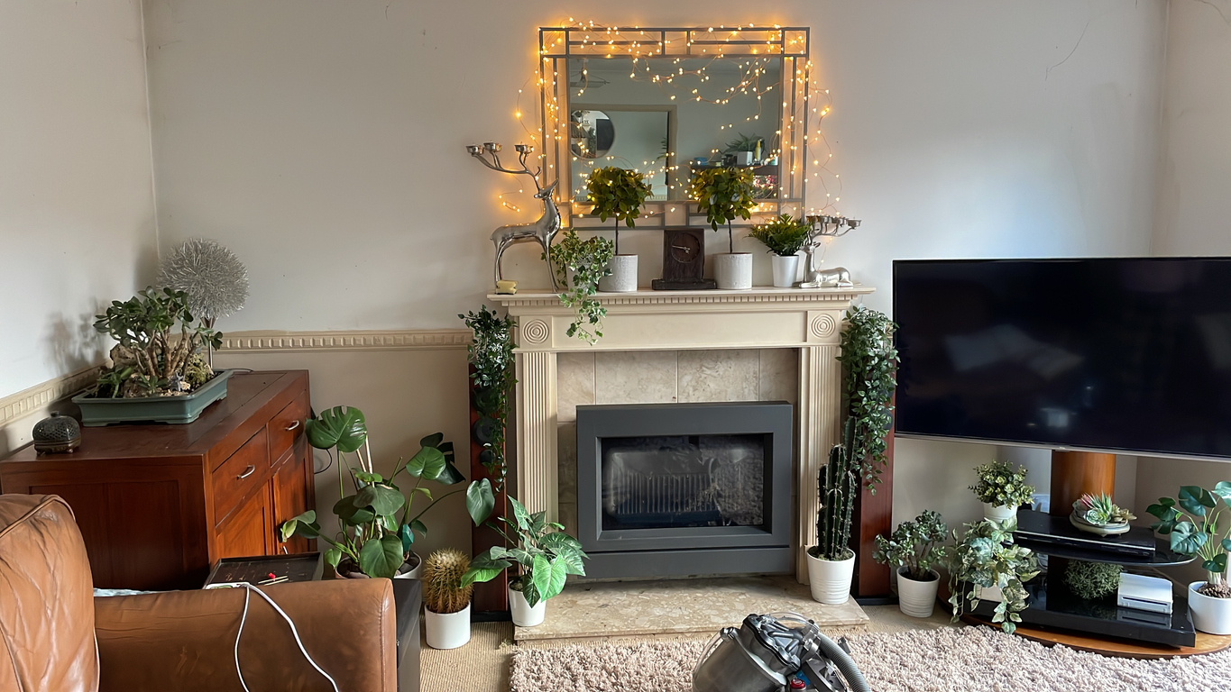 fake plants living room with fake plants