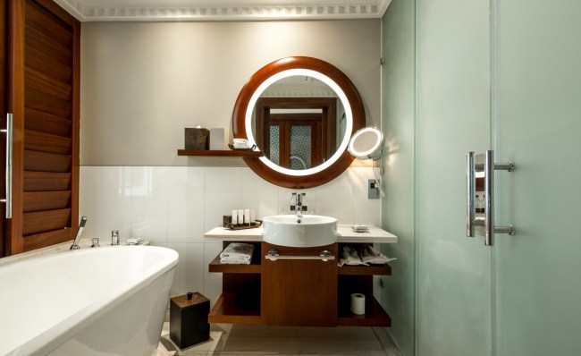 bathroom mirror ideas round frontlit mirror