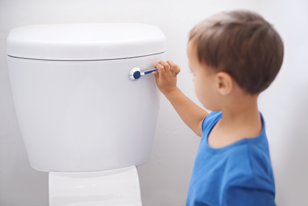 types of toilets - child flushing toilet