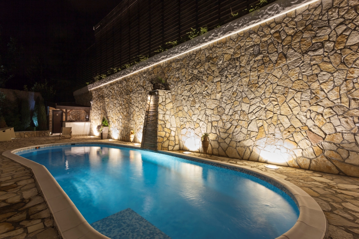 pool lighting ideas - stone pool