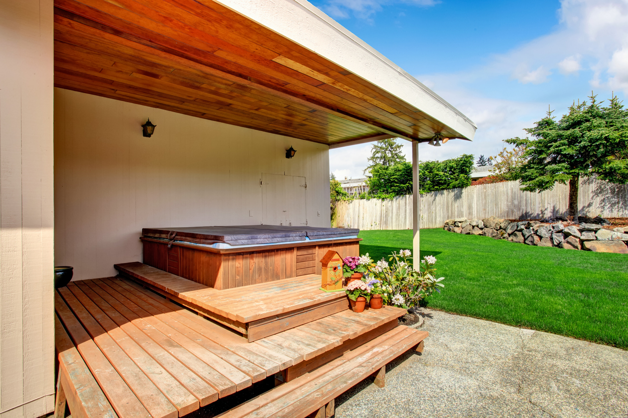 backyard hot tub privacy ideas overhang