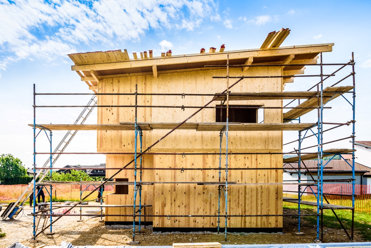 passive house design - wooden house scaffold