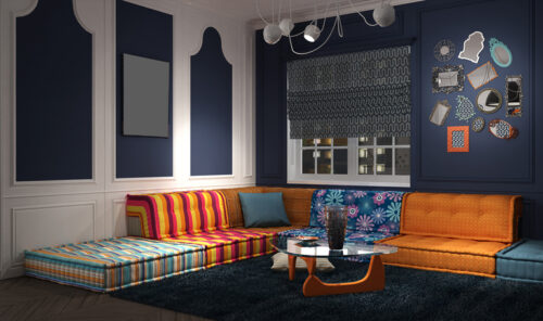 match your home style with your decorating style eclectic blue and orange living room