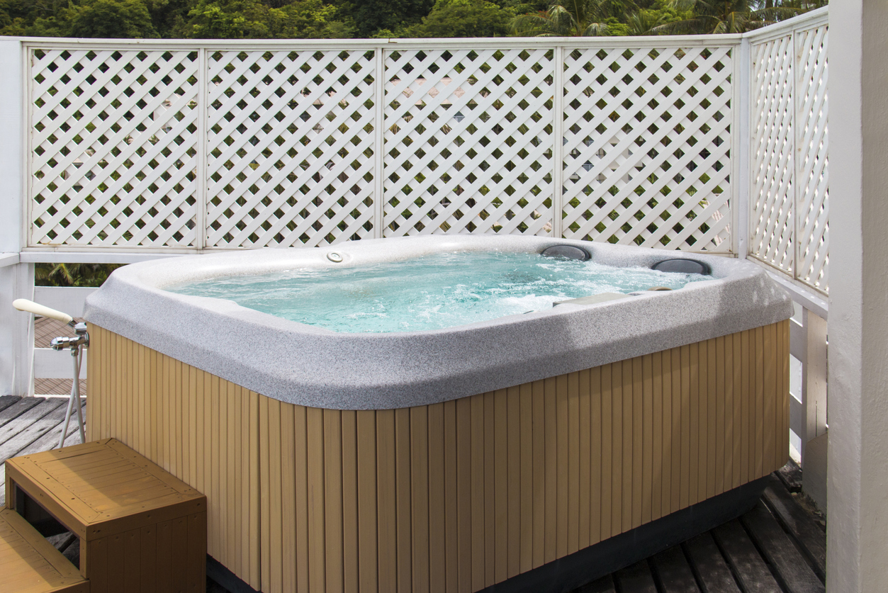 backyard hot tub privacy ideas trellis