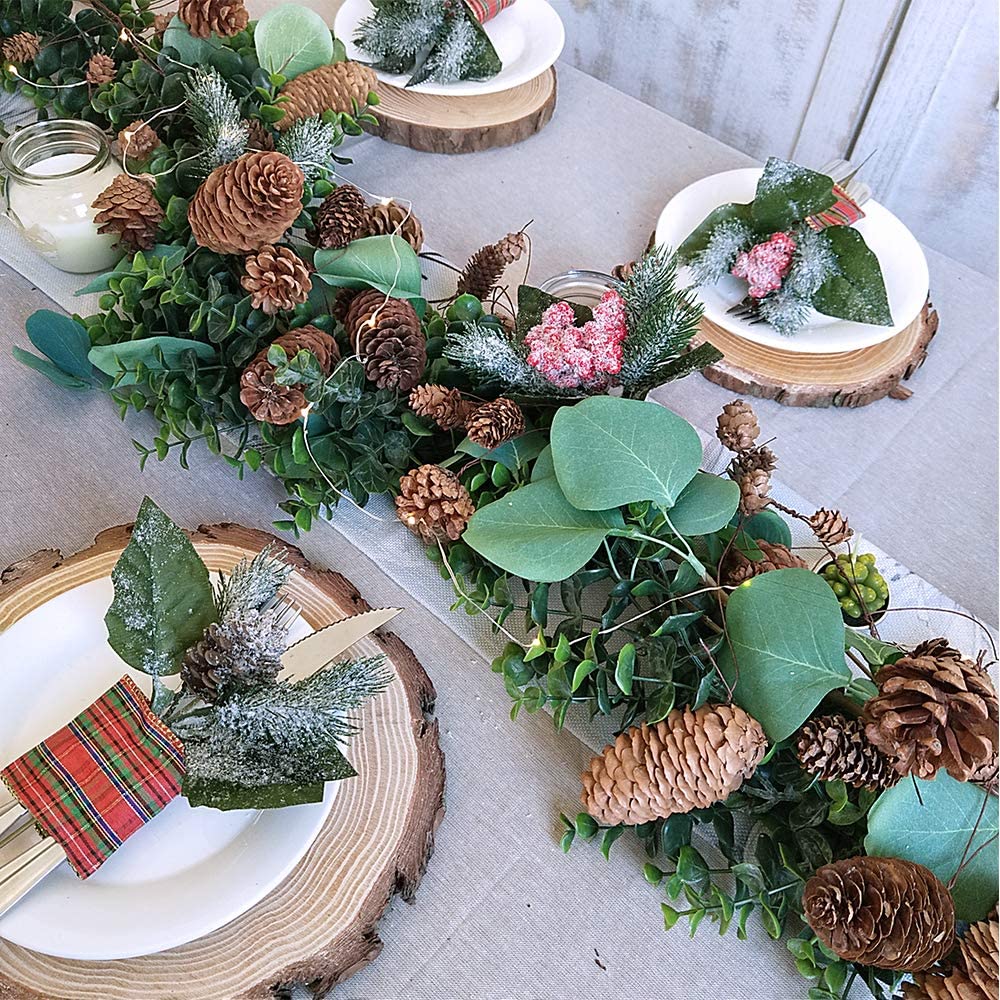 Amazon winter decor ideas pinecones on table setting