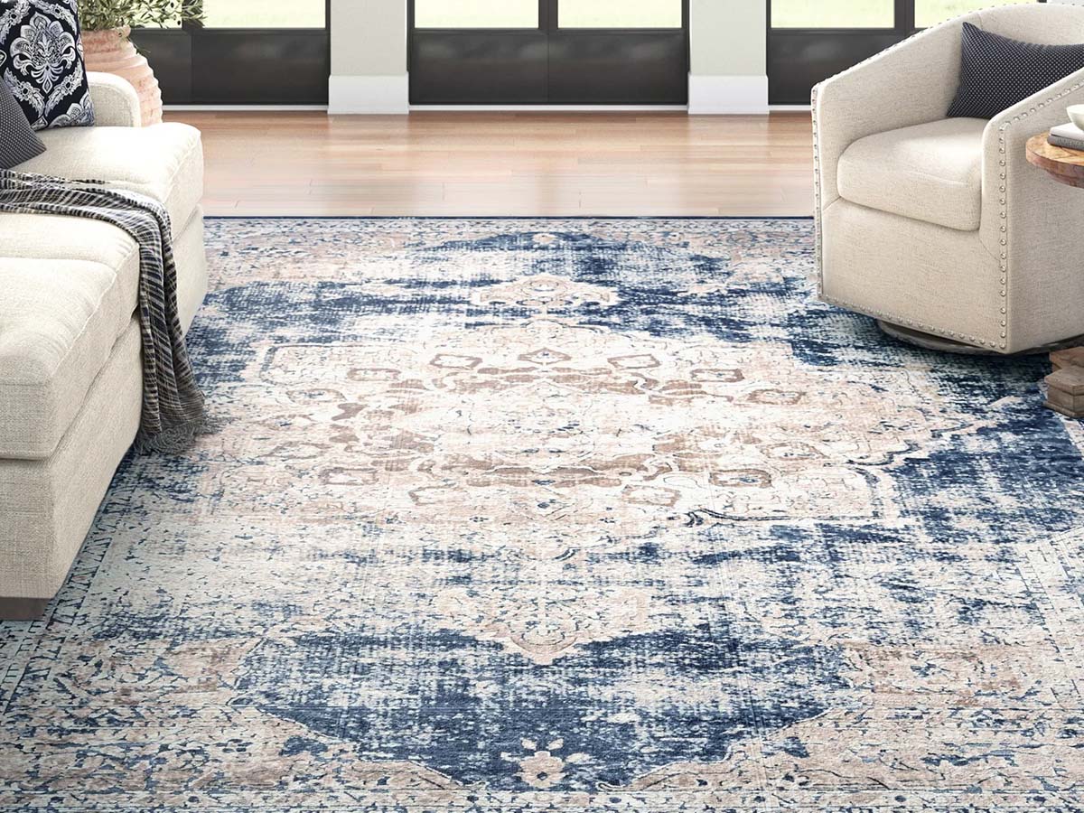 The Best Early Black Friday Deals Option Three Posts Landes Performance Beige Navy Blue Rug