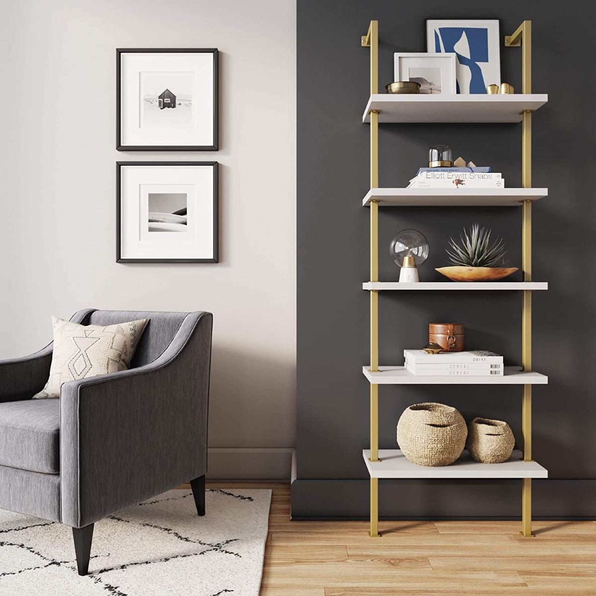apartment decor ideas - narrow shelving unit