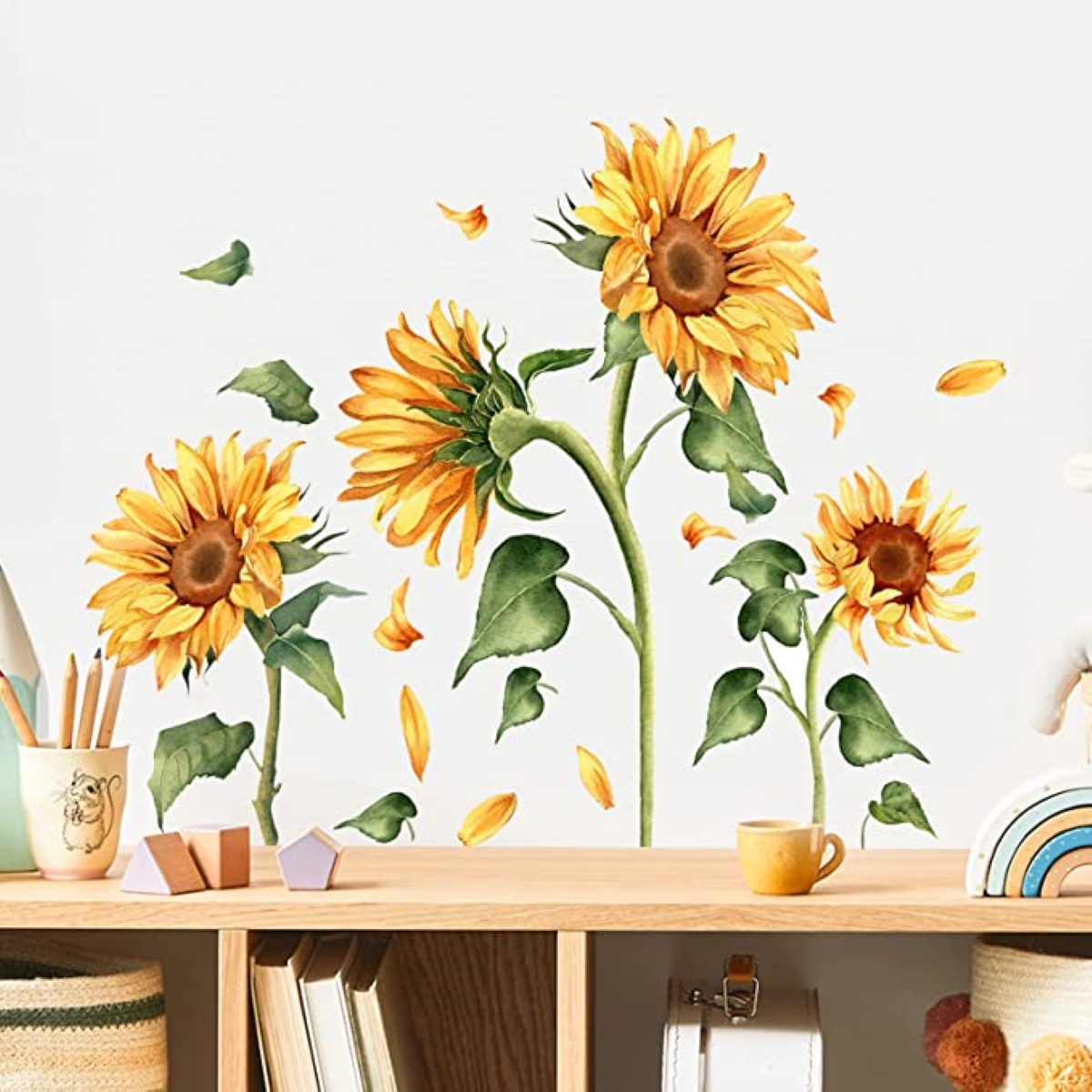 apartment decor ideas - sunflower wall decal