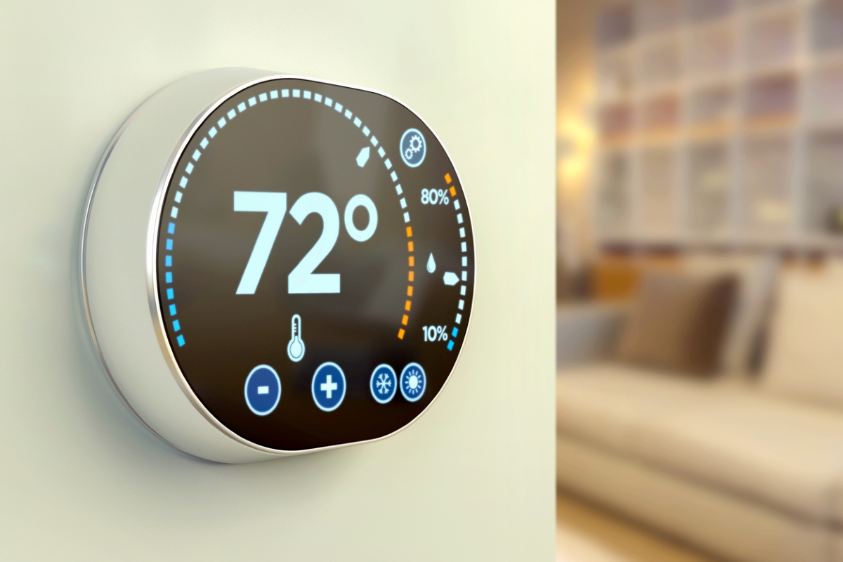 smart thermostat - digital thermostat on wall