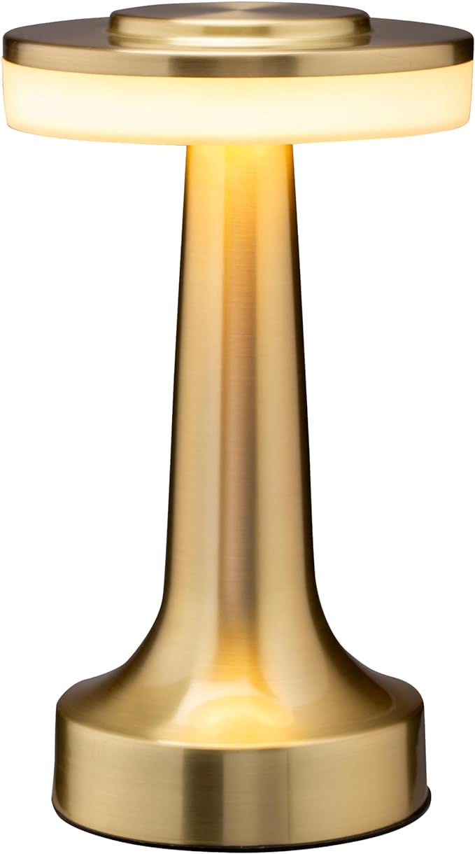 O'Bright cordless table lamp in gold color.