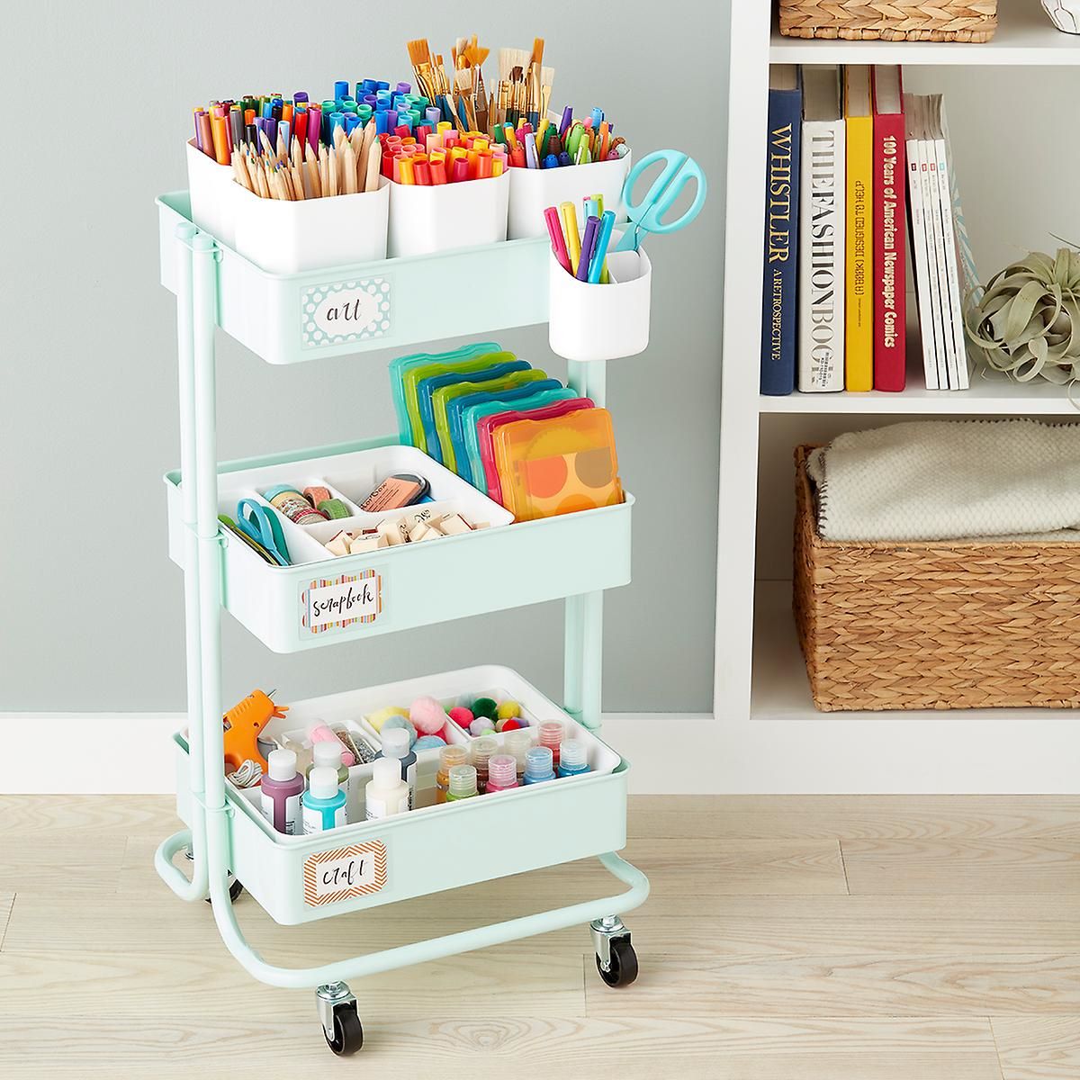 craft room ideas - art supply cart