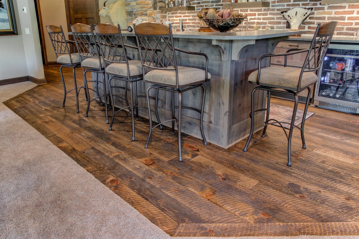 ways to incorporate recycled materials - wood kitchen floor
