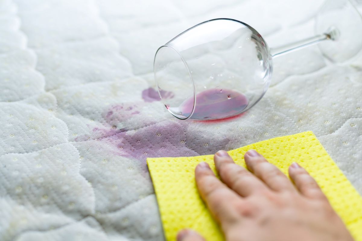 how to clean a memory foam mattress - spilled wine on bed