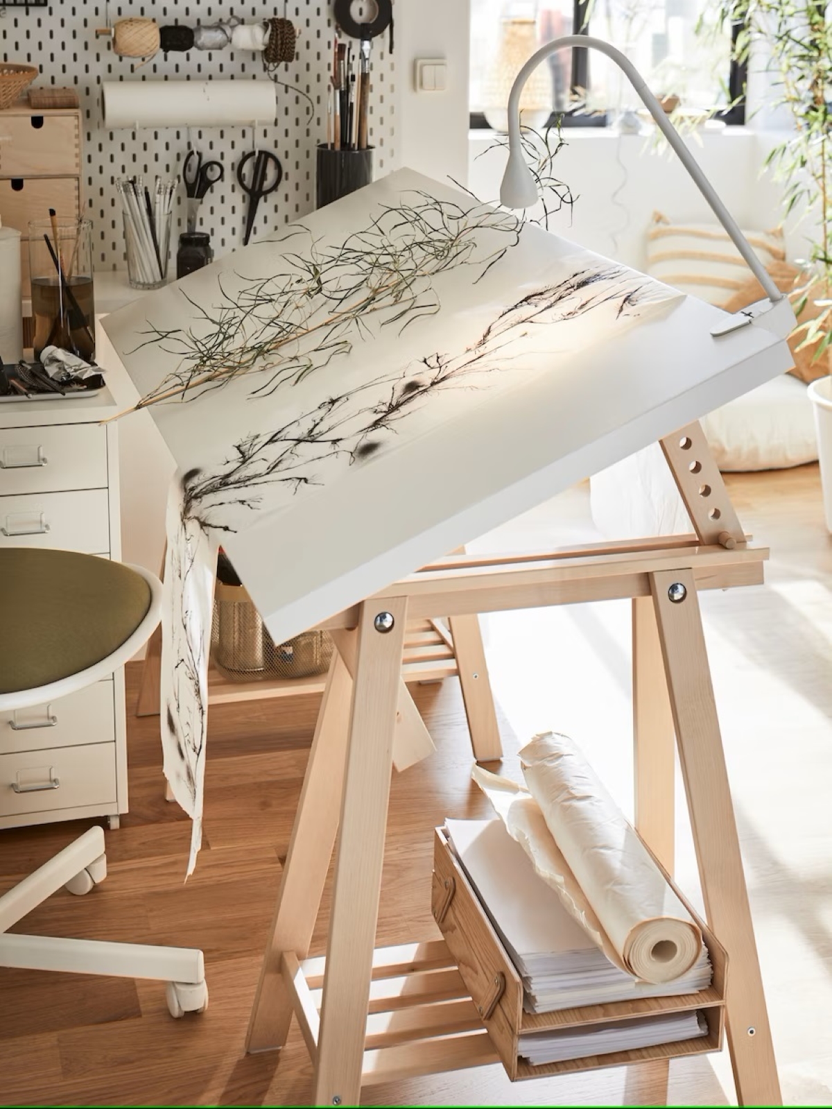 craft room ideas - raised white crafting desk