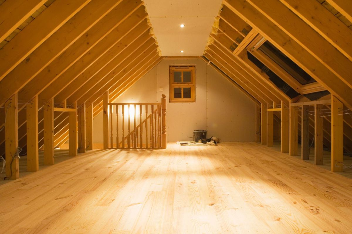 An empty finished attic.