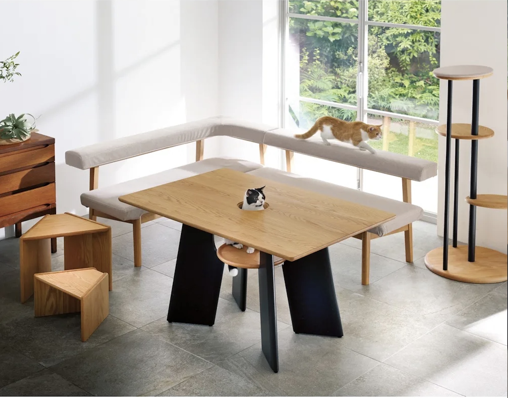 Dinos special pet furniture dining table with cat perch